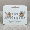 Checkered Pumpkin Earrings with Bow - Wooden Stud Earrings