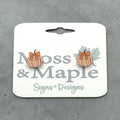 Pumpkin Bow Acrylic Earrings - Orange Gingham Fall Studs