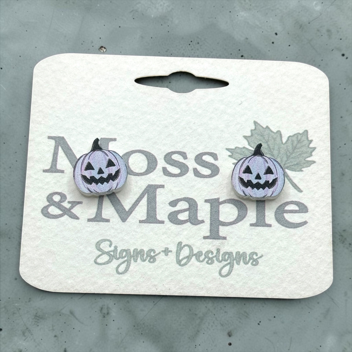 Purple Jack-O-Lantern Pumpkin Acrylic Stud Earrings