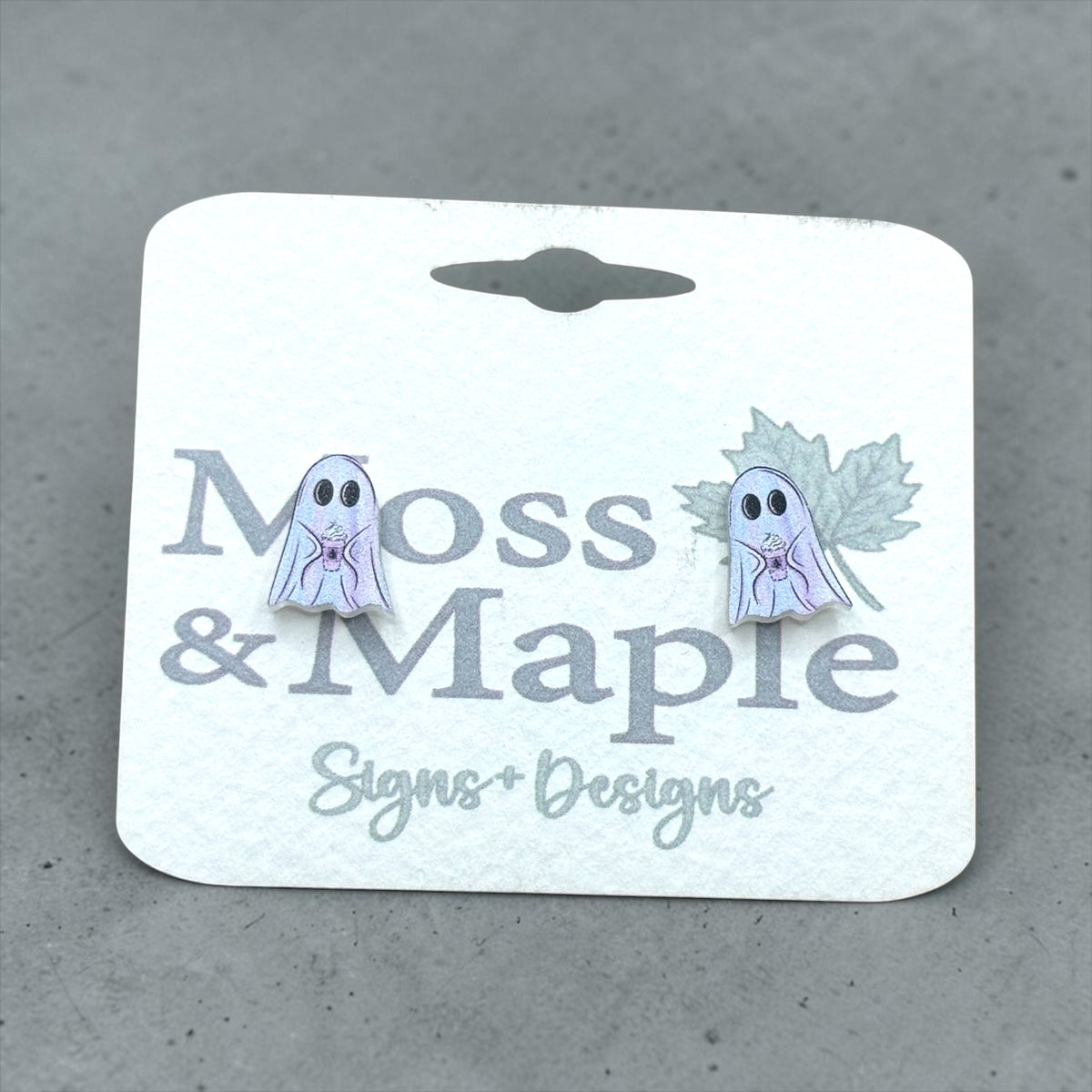 Ghost with Pumpkin Spice Acrylic Stud Earrings