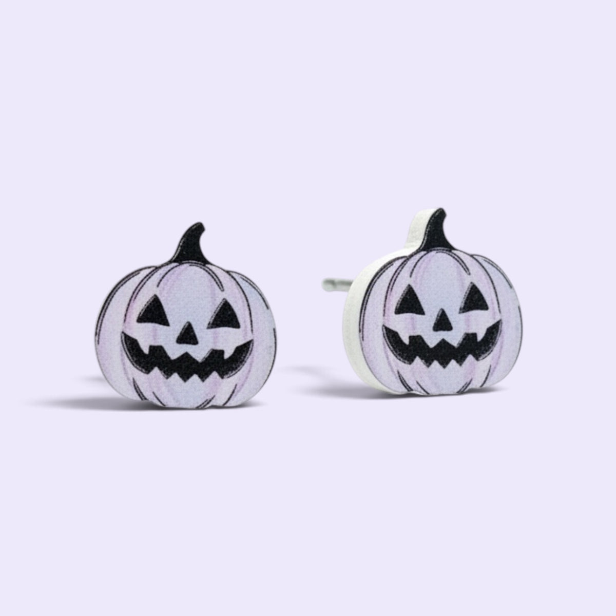 Purple Jack-O-Lantern Pumpkin Acrylic Stud Earrings